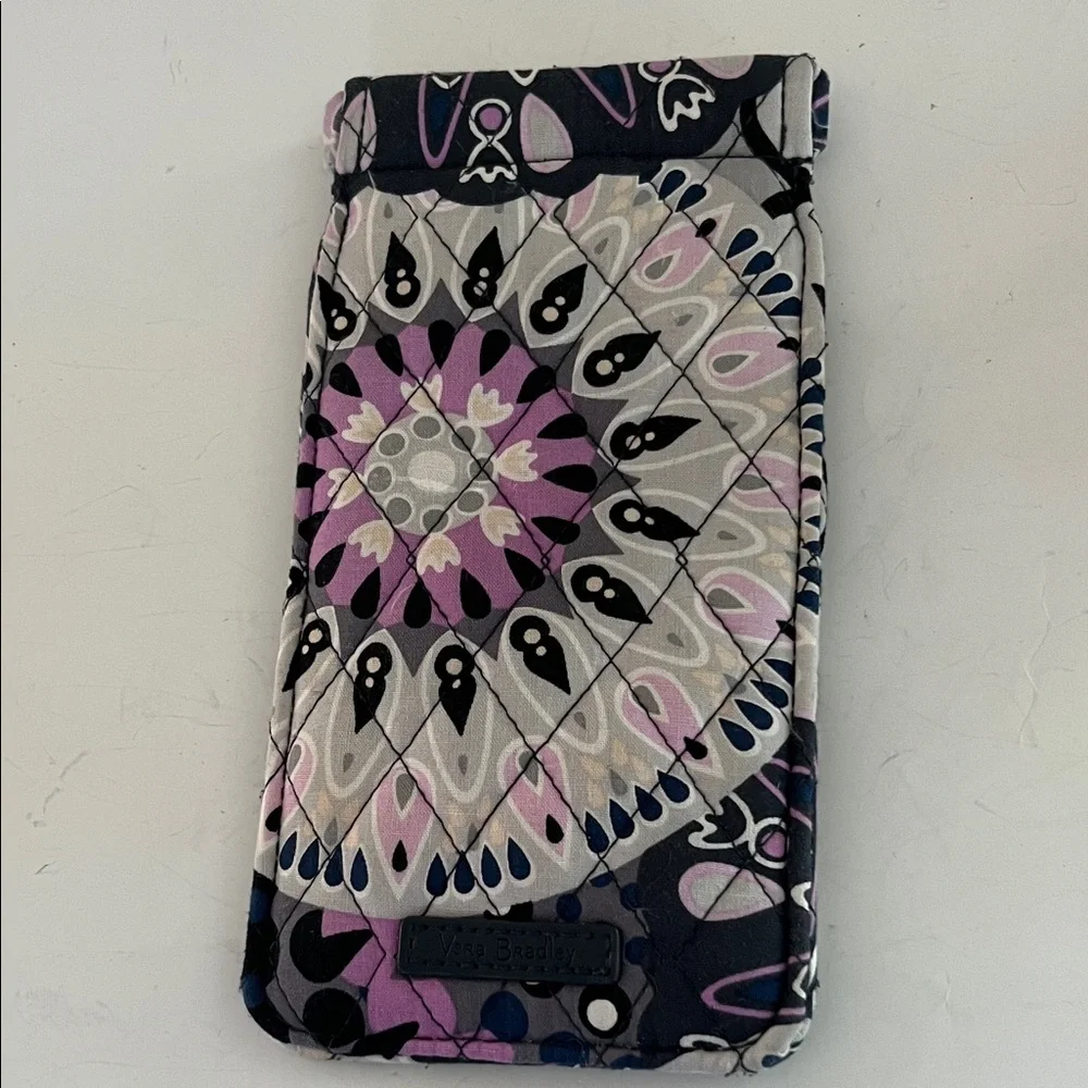 Vera Bradley Mimosa Medaliom Purple and Gray Patterned sunglasses case